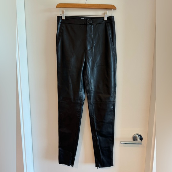 Zara Pants - Zara Faux Leather Straight Leg Pants - Size S